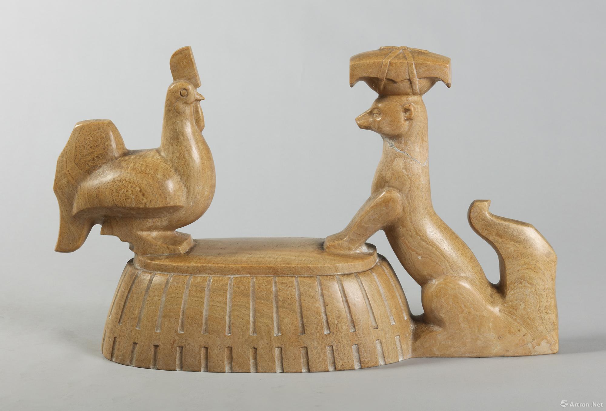 《黄鼠狼给鸡拜年》   66x40x22cm 1980年 花岗岩