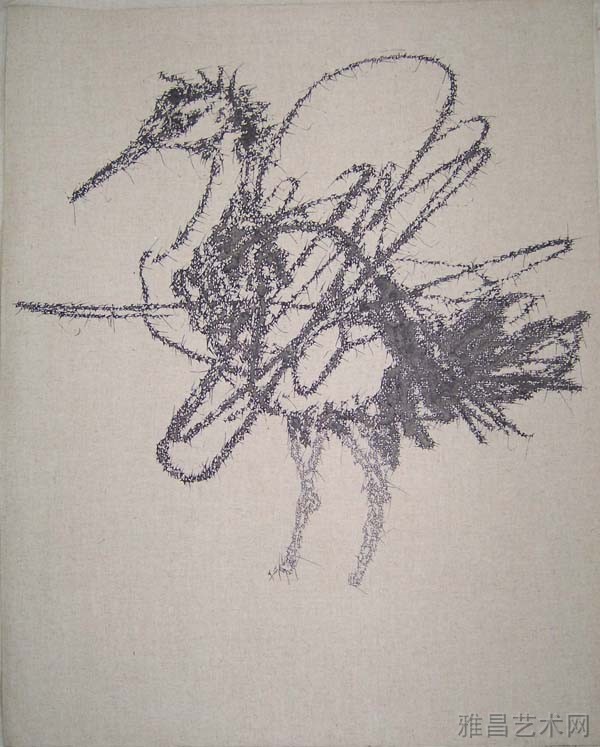 叶永青《画鸟drawing the bird》 布面炳烯 100x80cm 2005图片