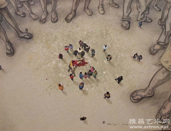 周金华《巨人1·小人》 布面油画 145x110cm 2007