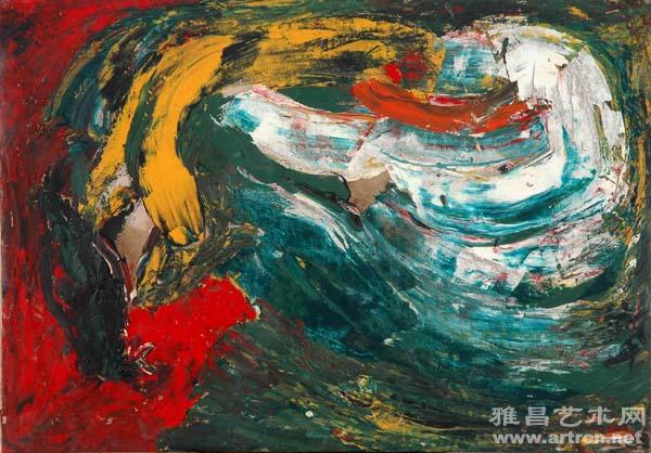 李青萍《抽象》 布面油画 75x53cm 约90年代