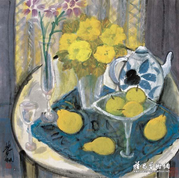 林风眠《静物》 彩墨画 67.5x67cm 1961