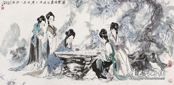 王义胜(辽宁)《仕女图》 136x68cm