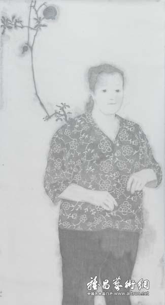 黄丹《石榴》 纸本水墨 97x180cm 2007