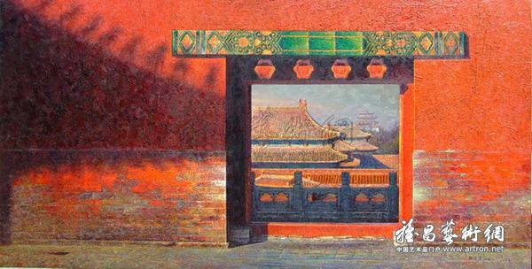 魏海滨《都市风景之宫门 90x180cm 2008