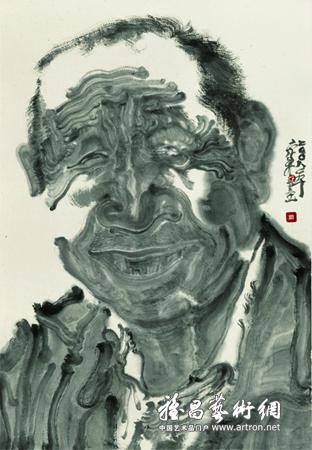 周京新 面孔68×48cm 纸本水墨 2008