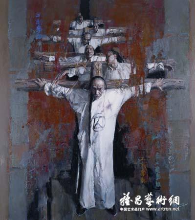 杨参军《历史的残页—戊戌六君子祭之三 260×230cm 2009年(该