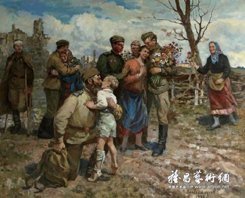 h 《胜利归来》布面油画 180cmx230cm 1985年