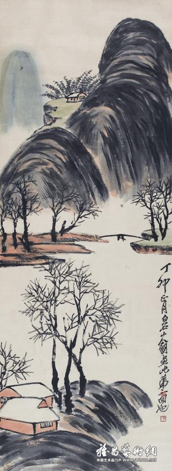 4平尺 设色纸本镜心 129×47cm 约5.