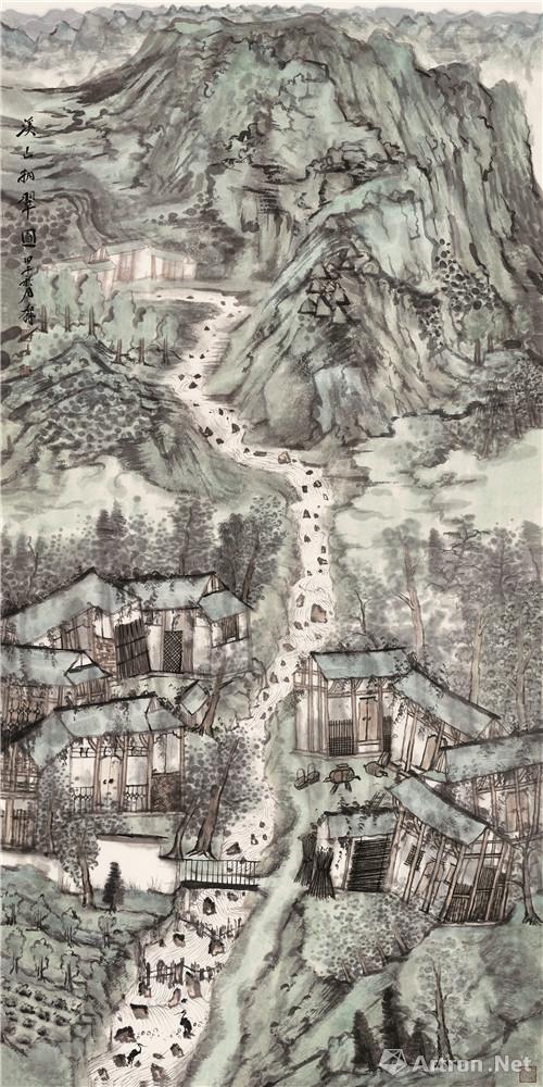 何加林 溪山拥翠图 136cm×68cm 2014