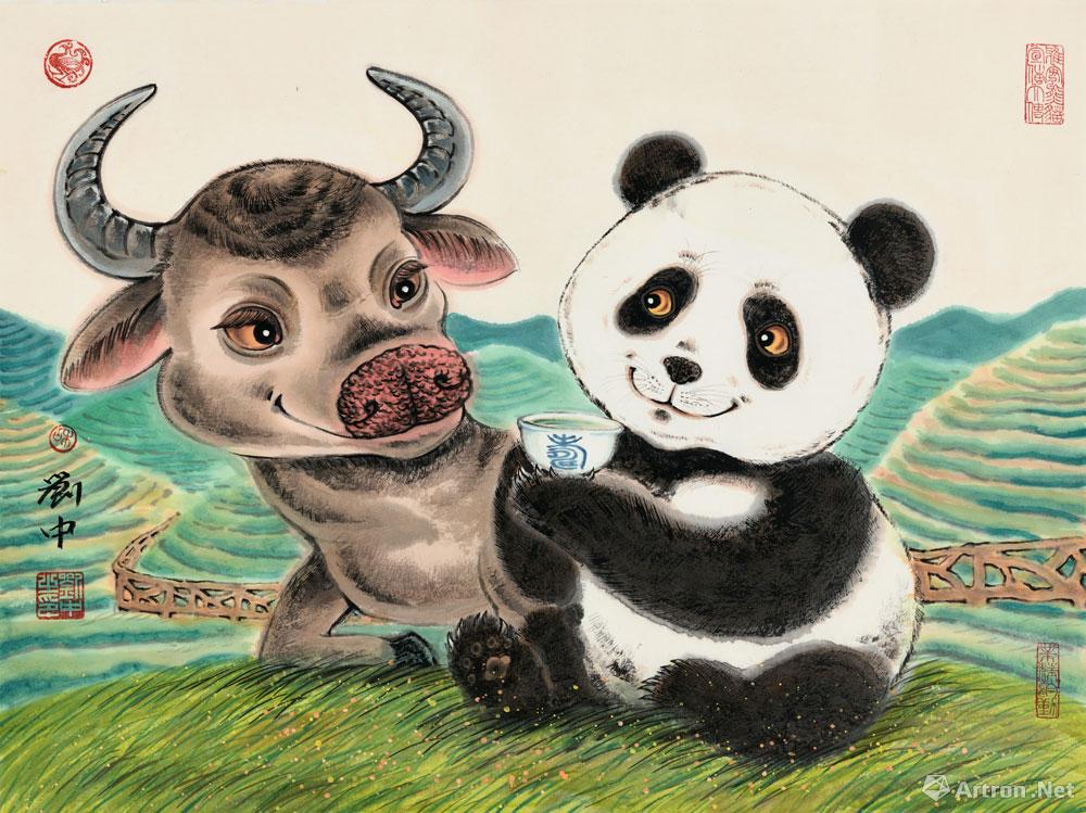 十二生肖系列·熊猫与牛