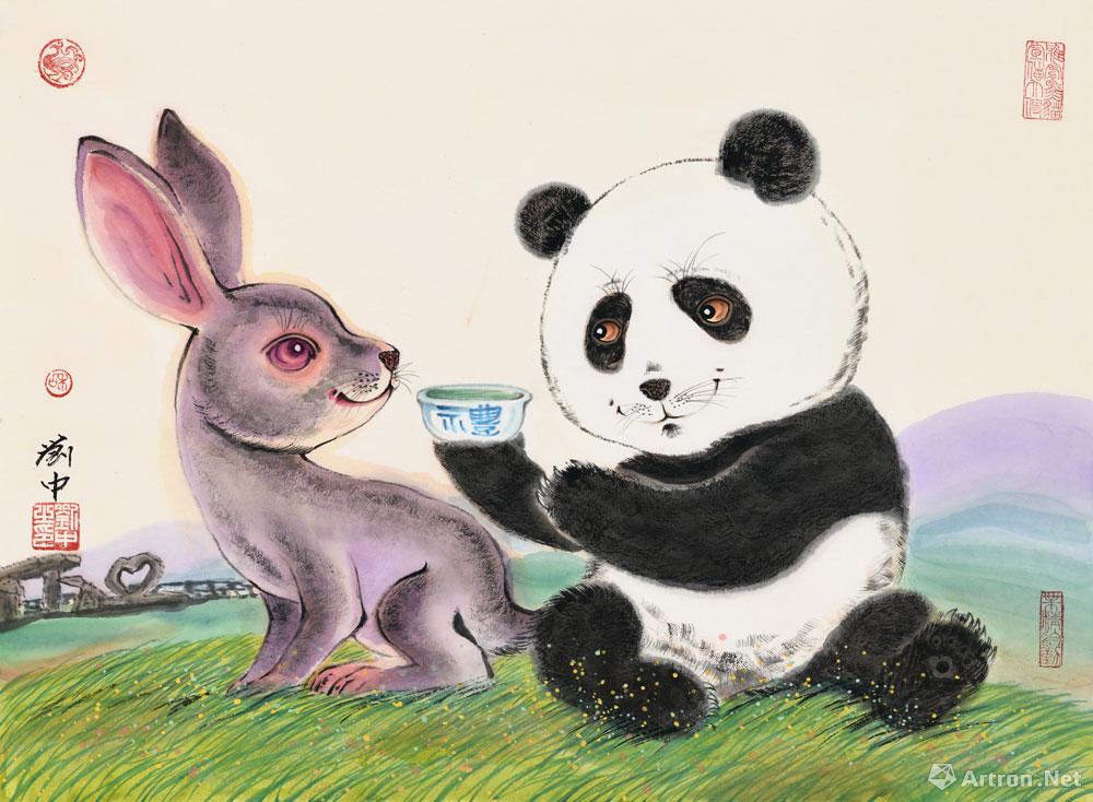 十二生肖系列·熊猫与兔