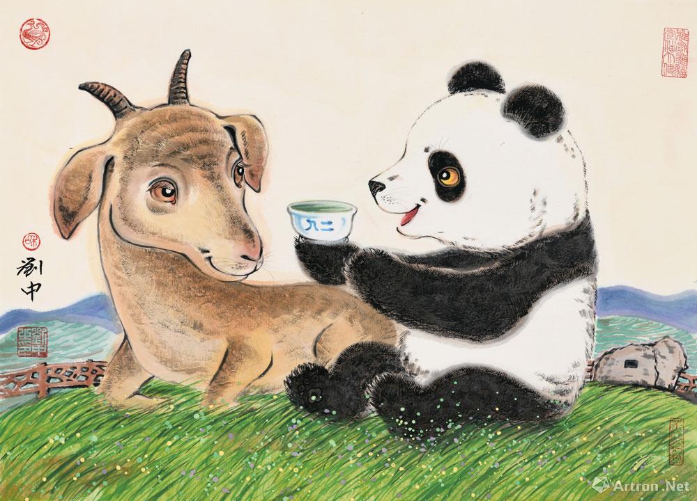 十二生肖系列·熊猫与羊