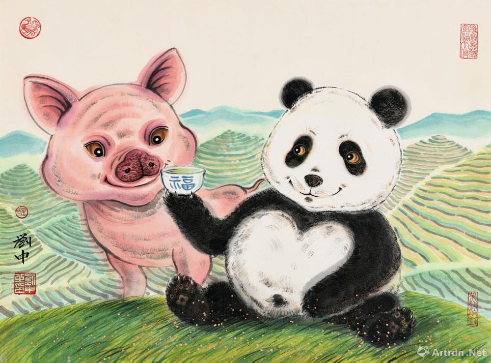 十二生肖系列·熊猫与猪