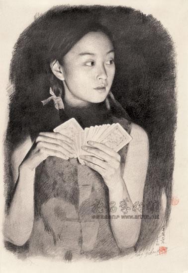 玩牌的姑娘  The Young Woman Playing Cards  