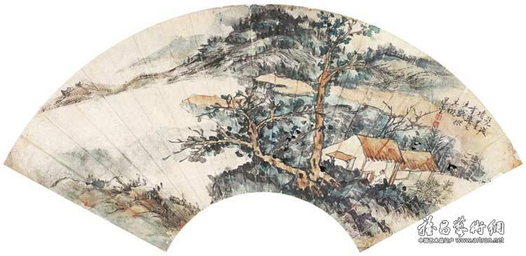 四僧笔意山水扇面^_^Landscape in the Style of The Four Monks