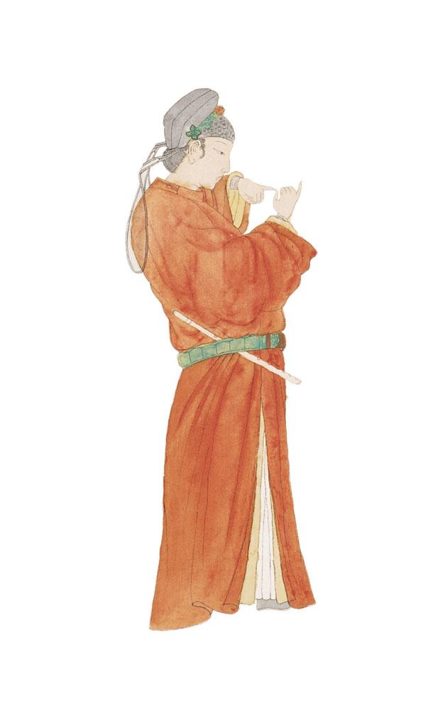 摹元代钱选《仿周文炬桓野王》（局部）<br>^-^Portrait of Huan Ye-wang after the style of Qian Xuan of Yuan Dynasty