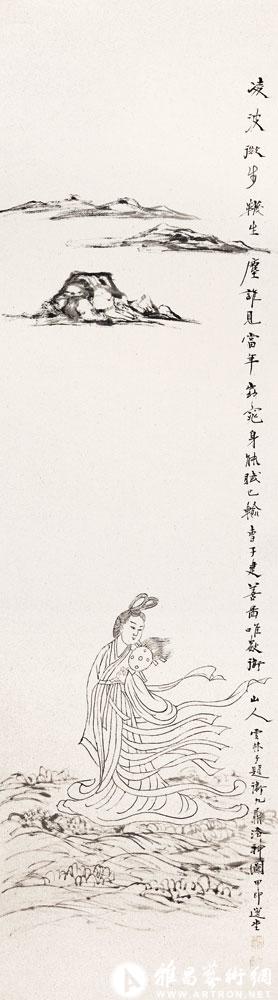 摹元卫九鼎《洛神》（局部）<br>^-^Portrait of Sea Fairy Luo after the style of Wei Jiuding of Yuan Dynasty