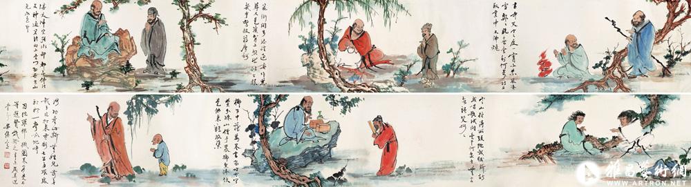 摹元因陀罗《六禅僧故实卷》<br>^-^The Legend of Six Zen Masters after the style of Yin Tuoluo of Yuan Dynasty