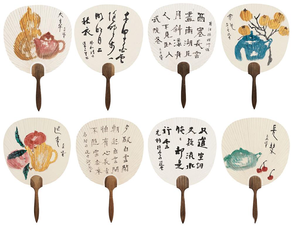 四朝书翰／花果茶壶四扇<br>^-^Calligraphy of Four Dynasties／Teapots and Fruit