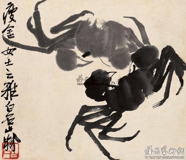 齐白石 22*25.3cm 水墨纸本 尺寸:22*25.3cm 题识:瘦金女士之雅.