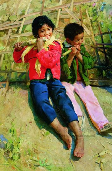 吃甘蔗的两个小孩^_^<br>Two Kids Eating Sngarcane