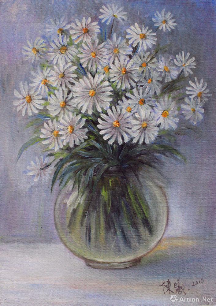 圆花瓶系列之白色雏菊