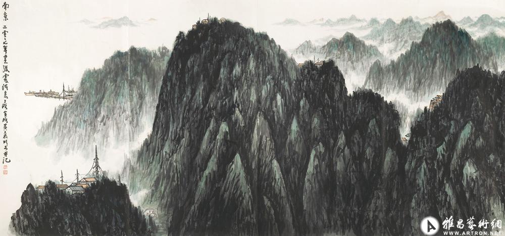 康金梅作品：南京紫金山—张震诗意画Nanjing Purple Mountain－Zhang Zhen poetry painting  