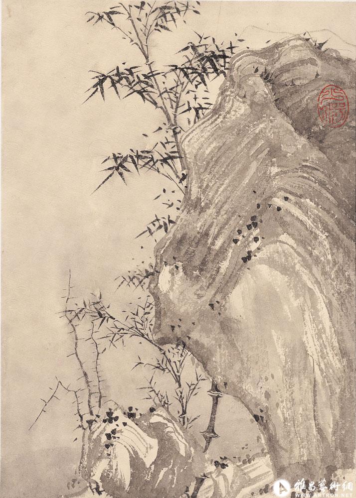 荆棘竹石图