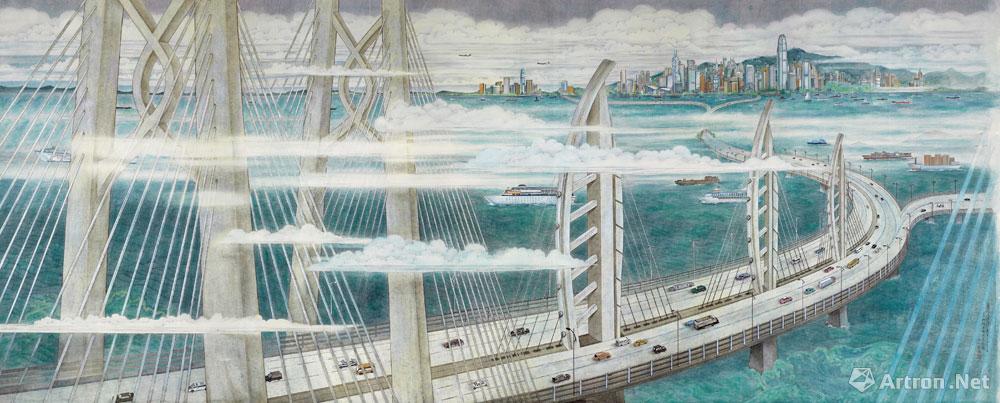 港珠澳大桥水彩画图片