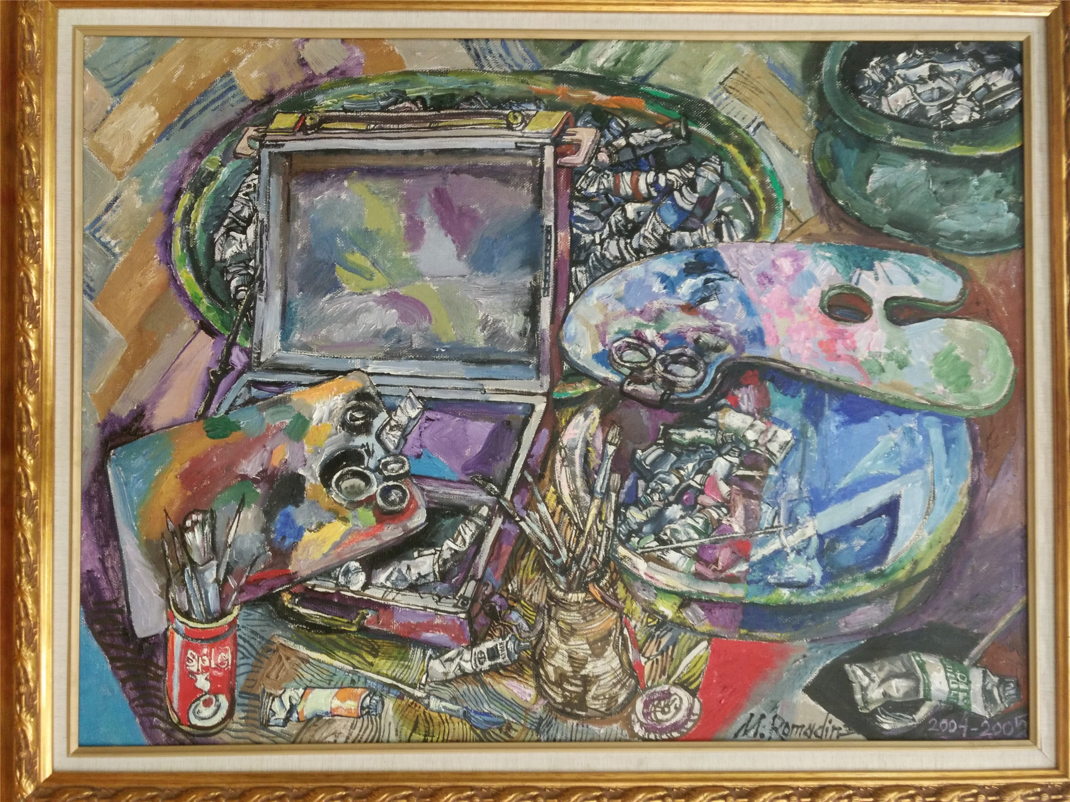 颜料，画笔和调色板