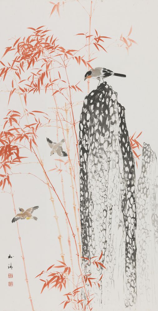 竹石鸟图