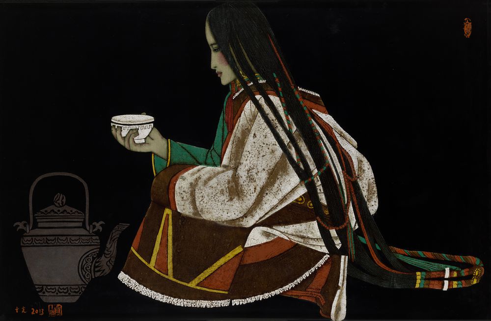 饮茶藏女
