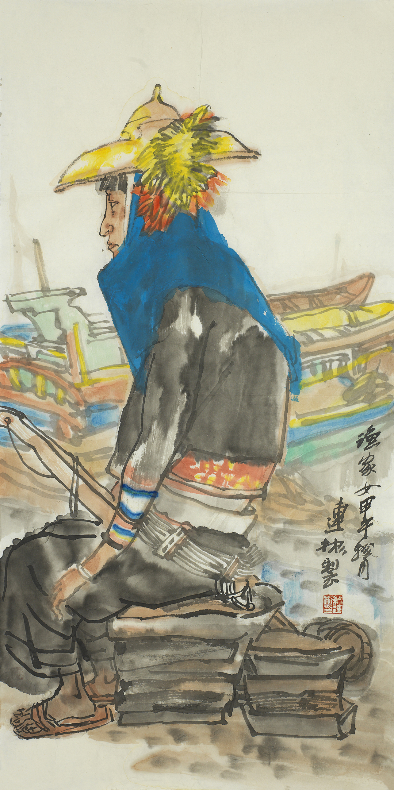 渔家女插画图片