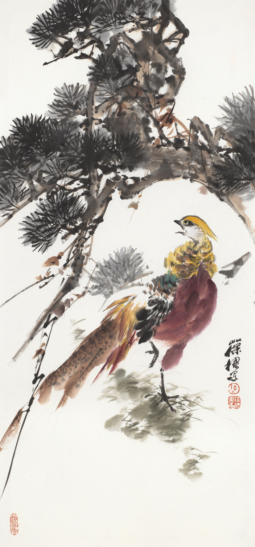 陈葆棣-锦鸡鸣翠-鉴证备案-雅昌艺术网——艺术品门户网站