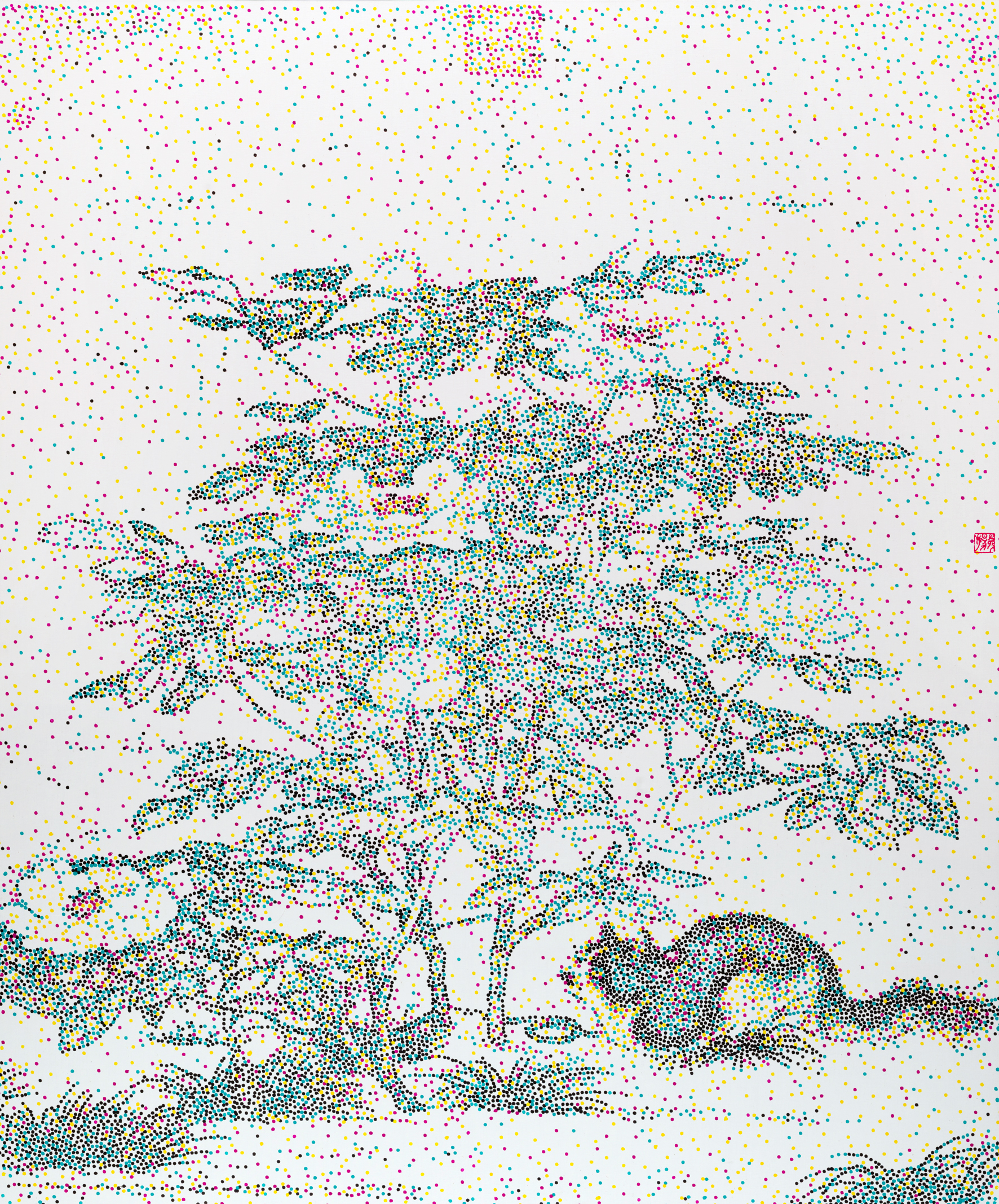 cmyk富贵花狸图轴