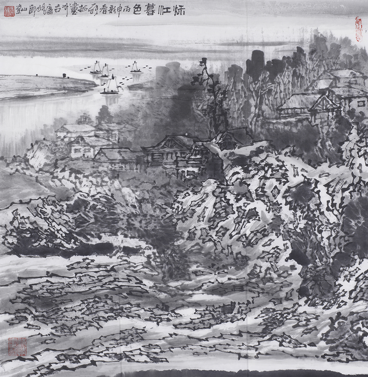 烟江暮色