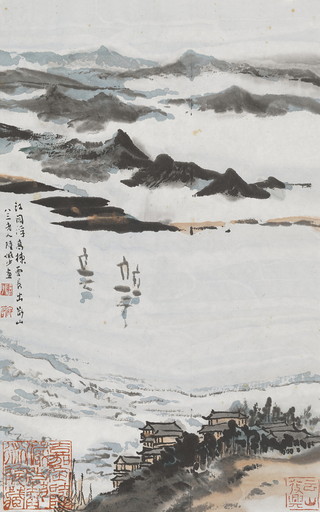 杜甫诗意图 江阔浮高栋