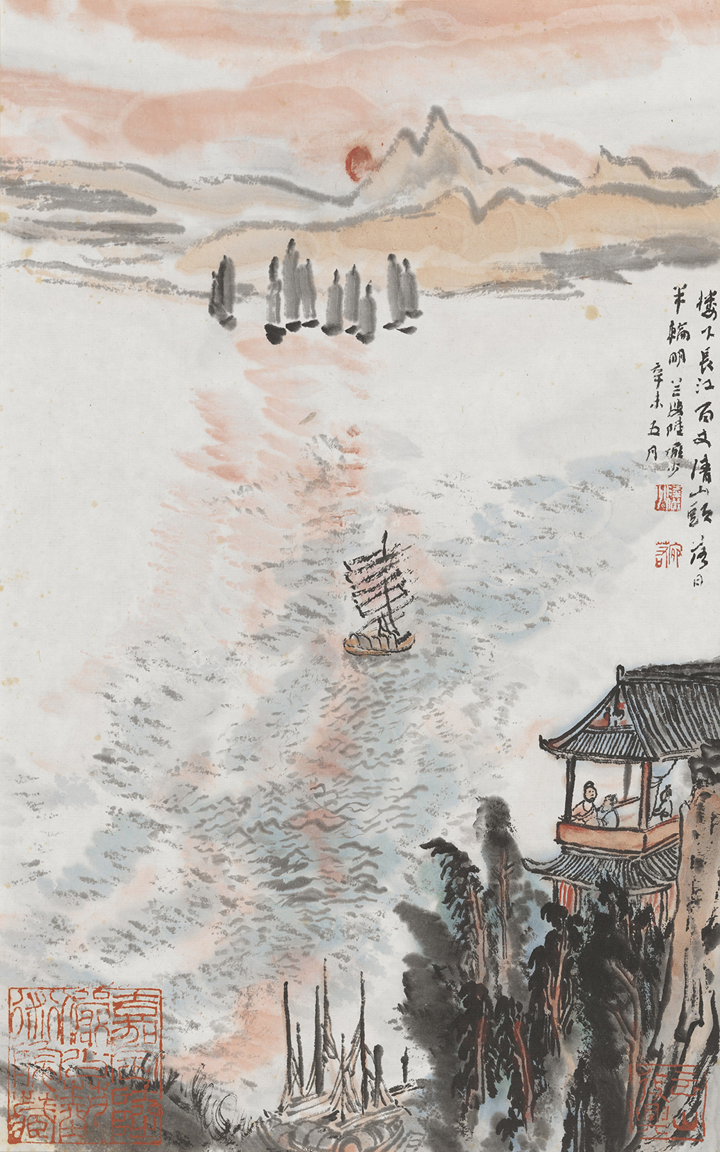 杜甫诗意图 楼下长江百丈清