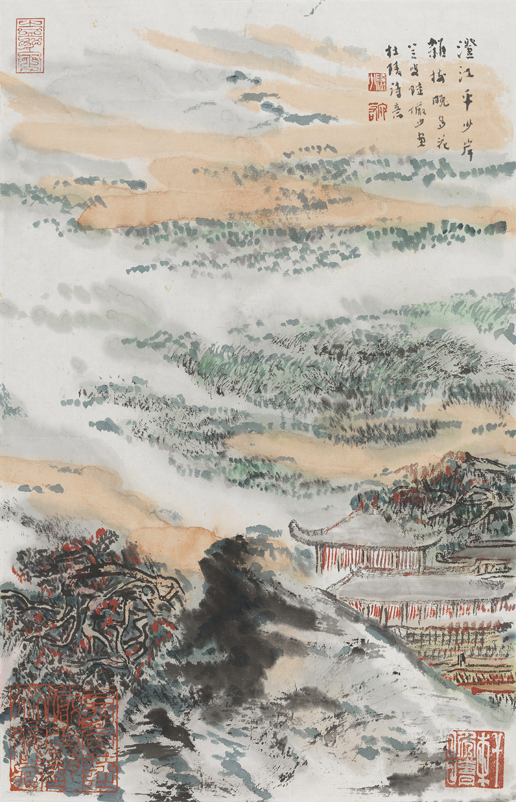 杜甫诗意图 澄江平少岸