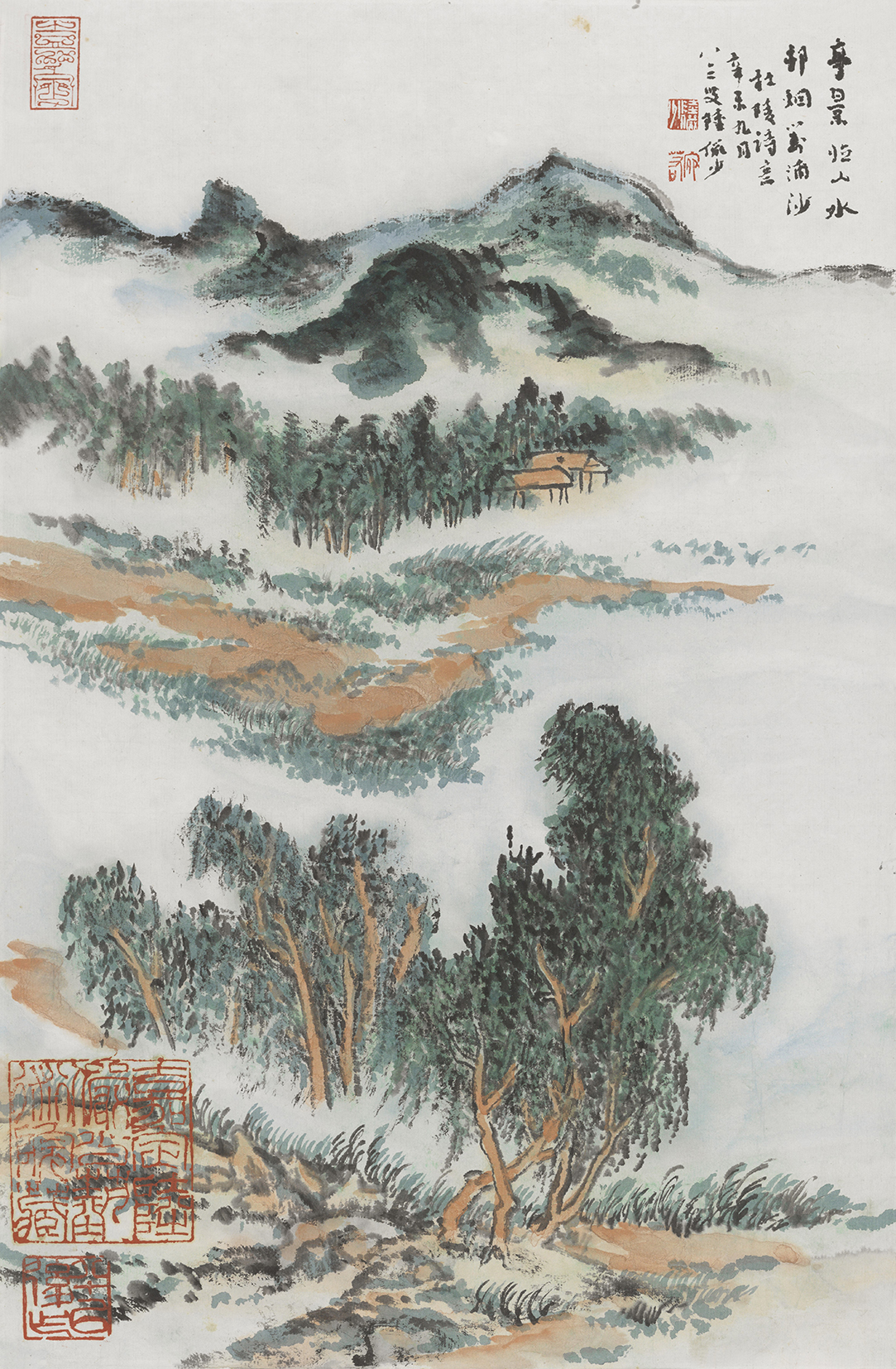 杜甫诗意图 亭景临山水