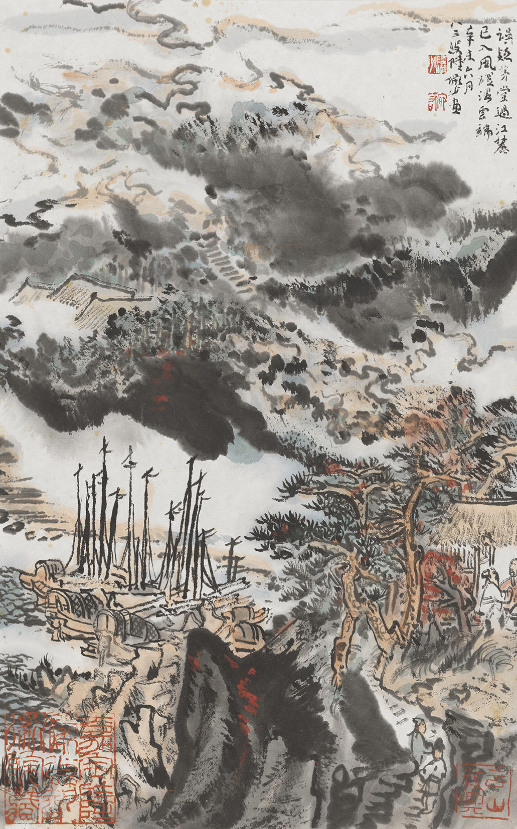 杜甫诗意图 误疑茅堂过山麓