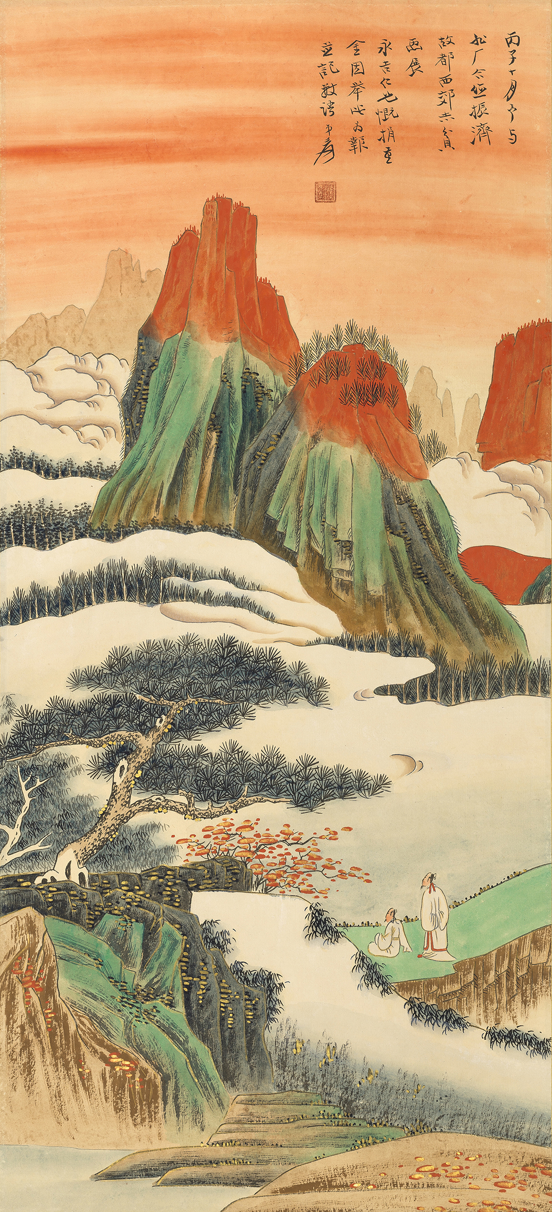 张大千·金碧山水立轴