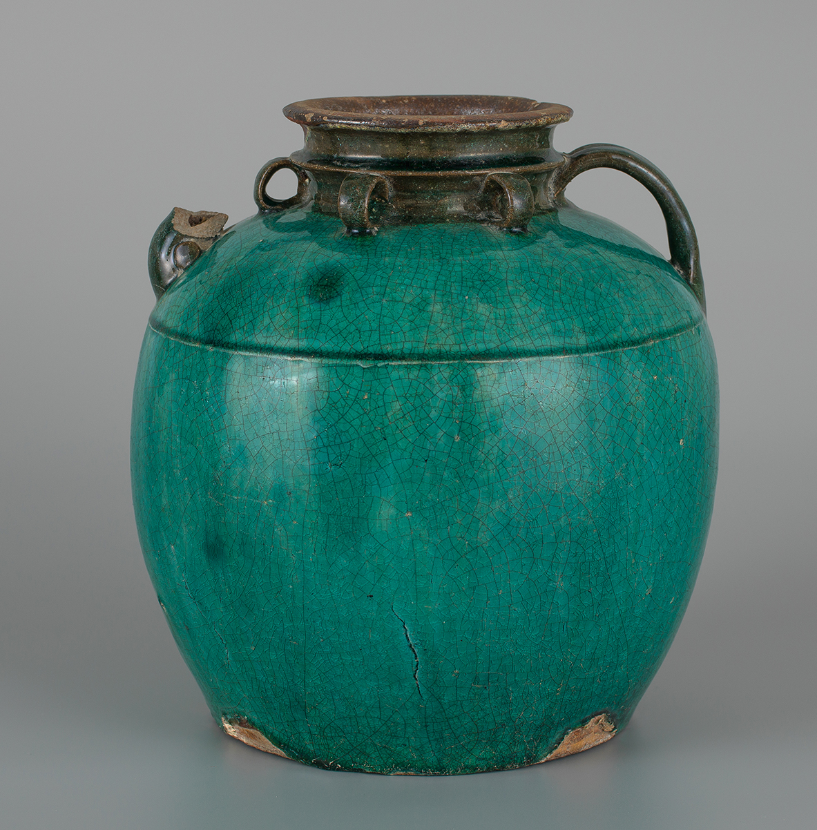 宋代绿釉六系陶罐