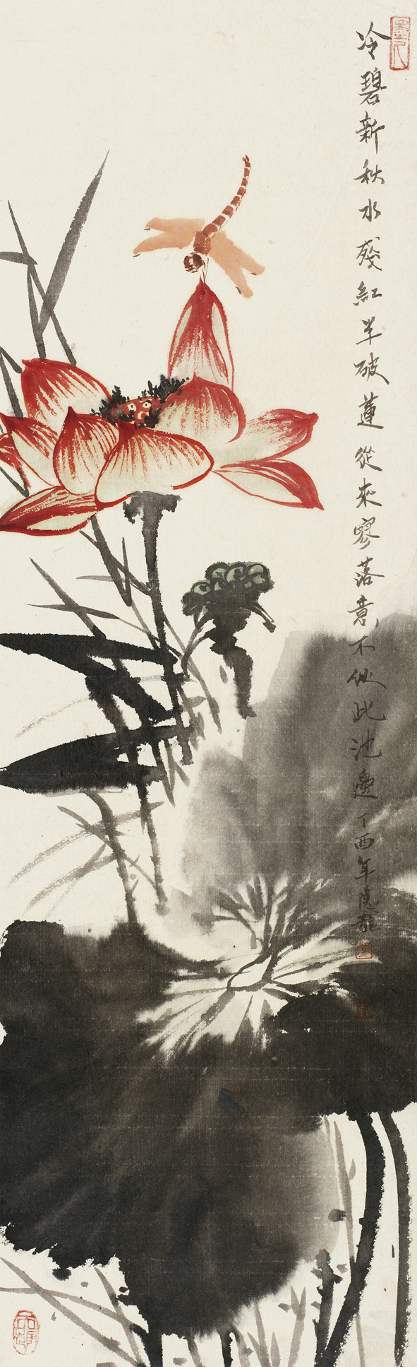 冷碧新秋水 残红半破莲