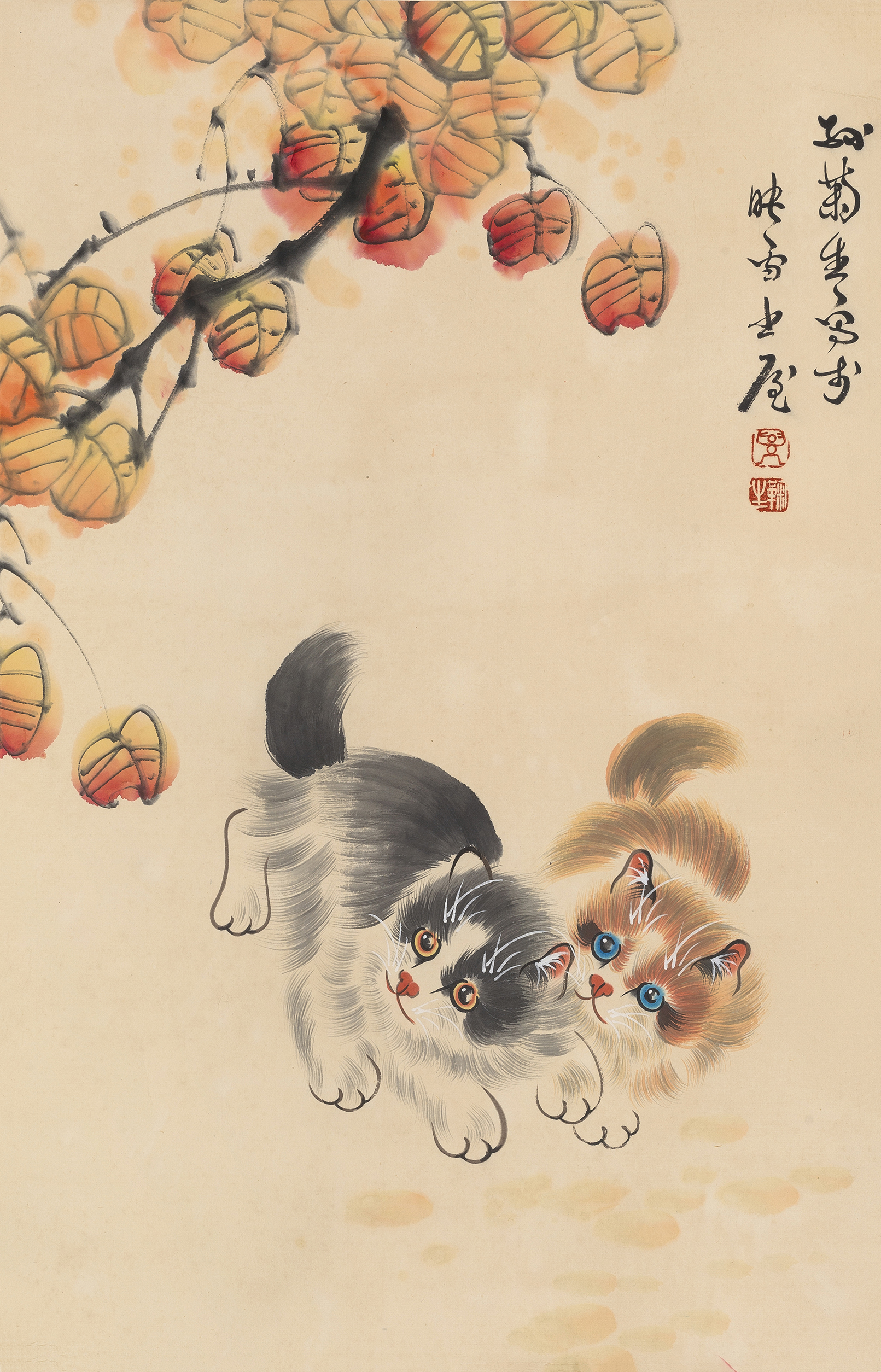近现代孙菊生猫趣图立轴