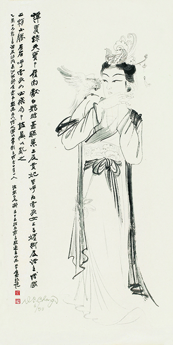 贵妃戏鹦鹉