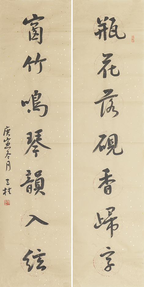 瓶花窗竹联