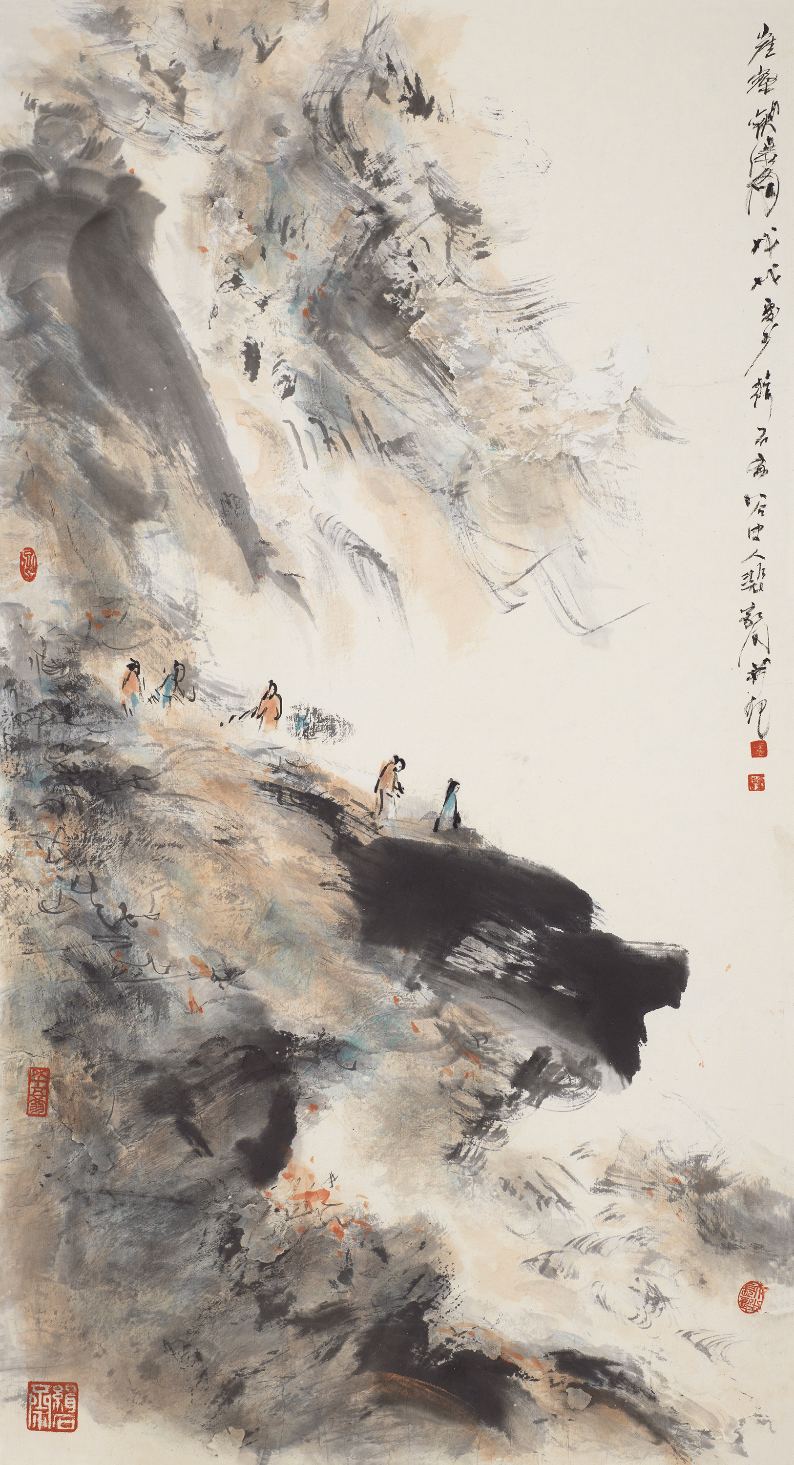 崖壑观瀑图