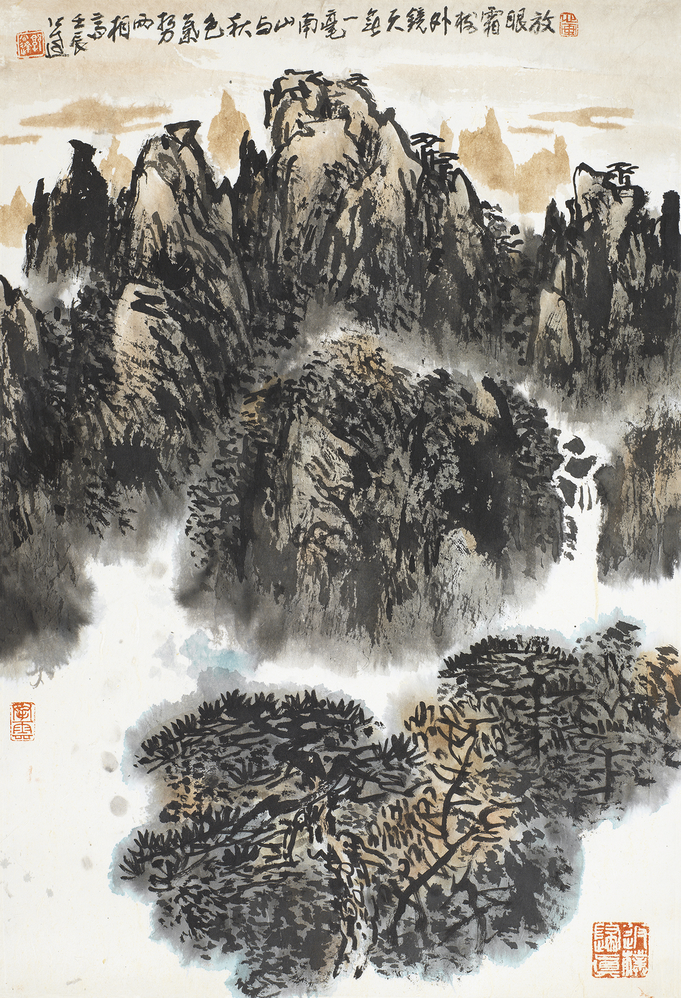 放眼霜树外