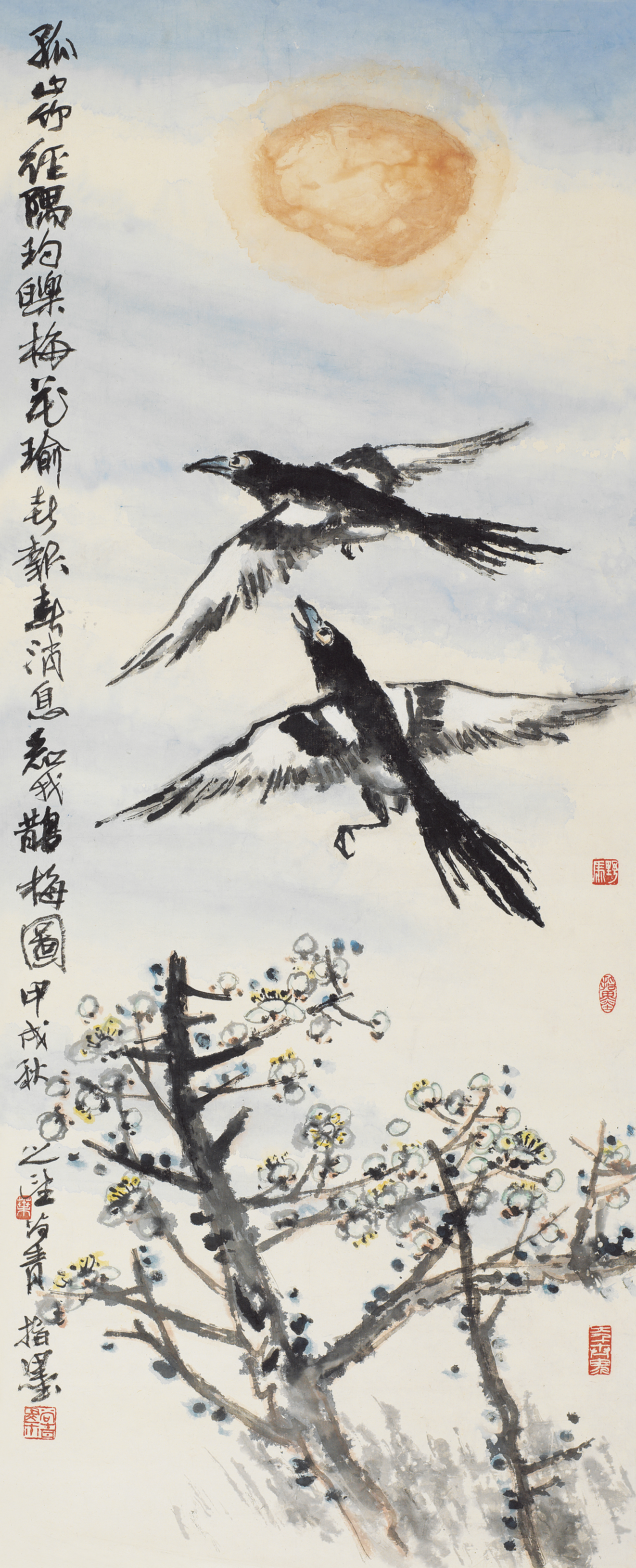 指墨画鹊梅画